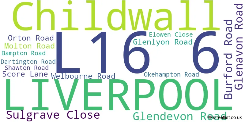 A word cloud for the L16 6 postcode
